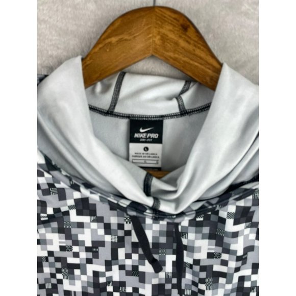 Nike Pro Hyperwarm Dri-Fit Hoodie Womens Large Pixel Gray Black - Picture 7 of 10